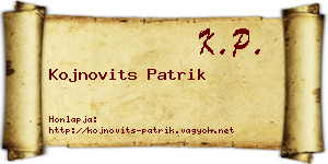 Kojnovits Patrik névjegykártya